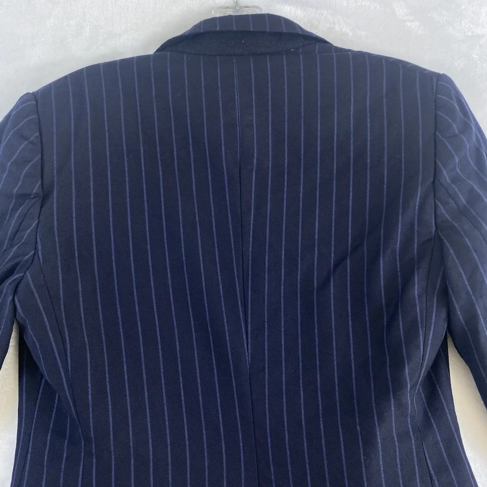 Vintage 1990s Ralph Lauren Collection Classics Sz 6 Blue Striped Wool SEE NOTES - Picture 9 of 14